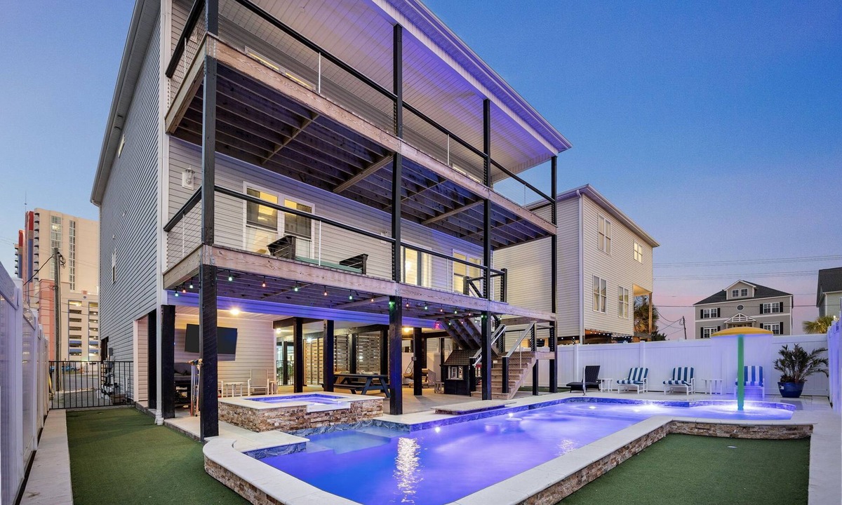 Cherry Grove Beach House | BEST RESORT-STYLE HEATED POOL IN CHERRY GROVE! ELEVATOR - ONLY STEPS TO THE OCEAN!
