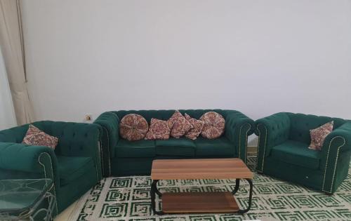 Al Shamkha Bed & Breakfast | غرفة ماستر مع سريرين كبار وشاشة ومجلس