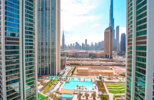 Bur Dubai Apartment | Burj Khalifa view with Grass Turf Balcony-Downtown by Tanami Holiday Homes