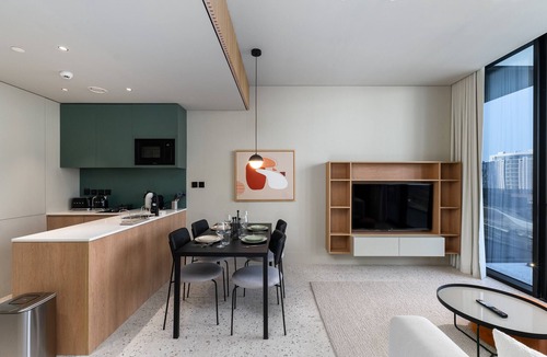 Business Bay Apartment | Modern Comfort: 1BR w/Burj Khalifa View